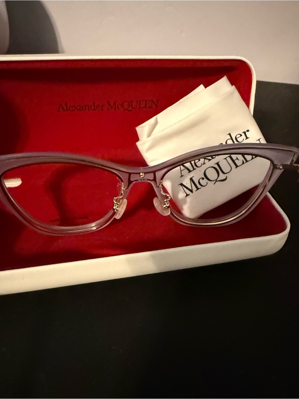 Alexander McQueen Women's Translucent Lilac Cat-Eye Glasses
